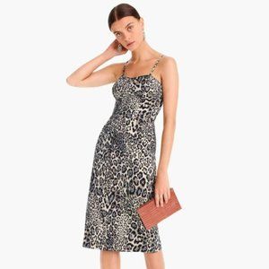 J. Crew Leopard Print Midi Dress in Black and Cream